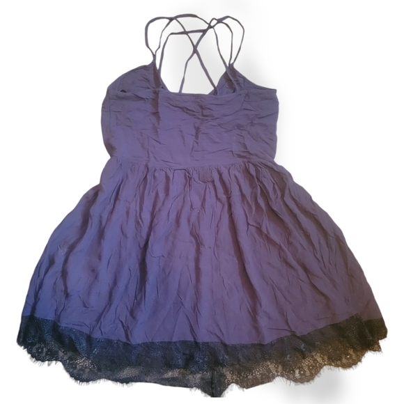 GIRLS ON FILM - Purple Ballerina. Dress W/ Lace & Criss Cross Spaghetti Straps - Picture 2 of 9